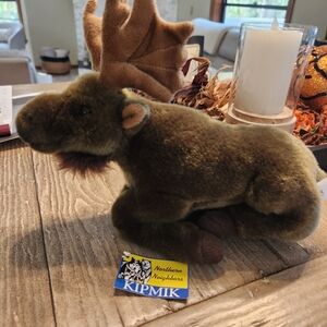 KIPMIK Plush Brown Laying Down Moose.